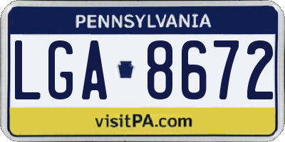 PA license plate LGA8672