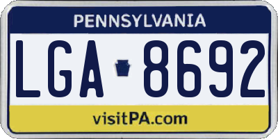 PA license plate LGA8692