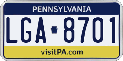 PA license plate LGA8701