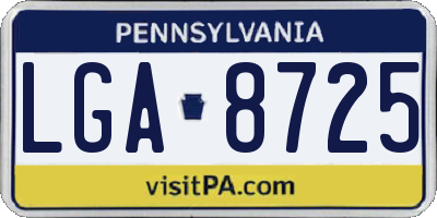 PA license plate LGA8725