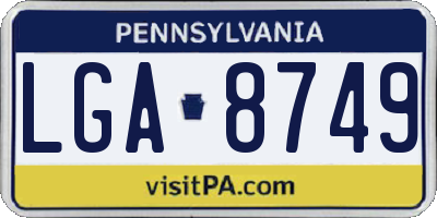 PA license plate LGA8749