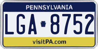 PA license plate LGA8752