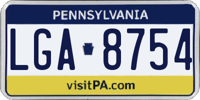 PA license plate LGA8754