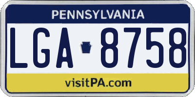 PA license plate LGA8758