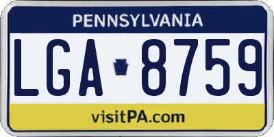 PA license plate LGA8759