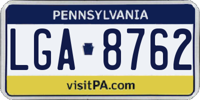 PA license plate LGA8762