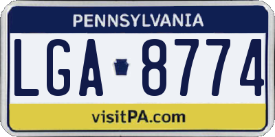 PA license plate LGA8774