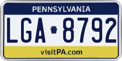 PA license plate LGA8792