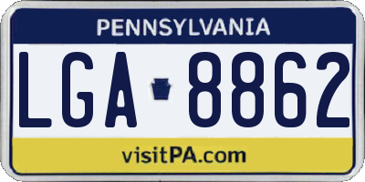 PA license plate LGA8862