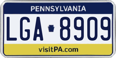 PA license plate LGA8909