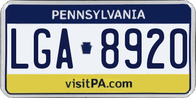 PA license plate LGA8920