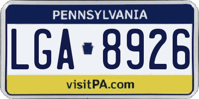 PA license plate LGA8926