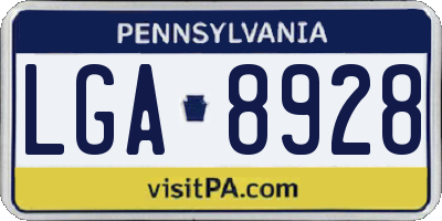 PA license plate LGA8928