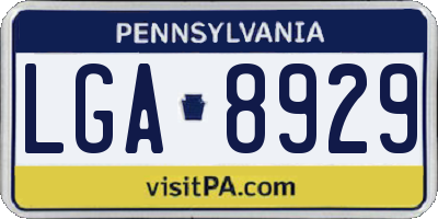 PA license plate LGA8929