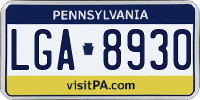 PA license plate LGA8930