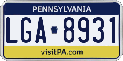 PA license plate LGA8931