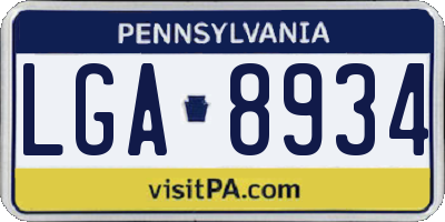PA license plate LGA8934