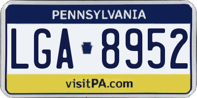 PA license plate LGA8952