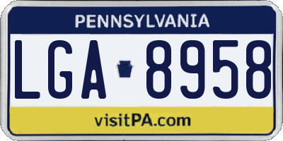 PA license plate LGA8958
