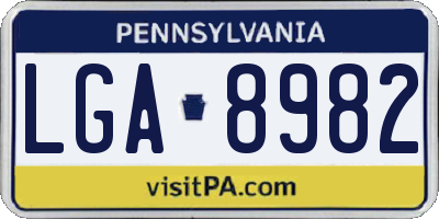 PA license plate LGA8982