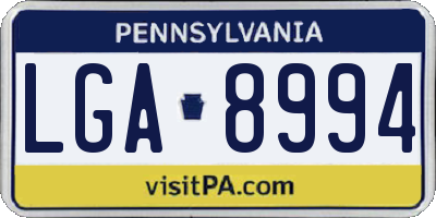 PA license plate LGA8994