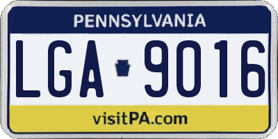 PA license plate LGA9016