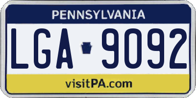 PA license plate LGA9092
