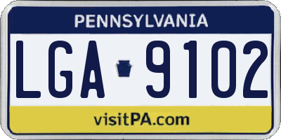 PA license plate LGA9102