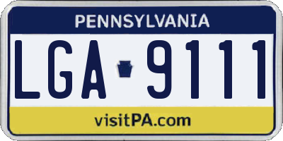 PA license plate LGA9111