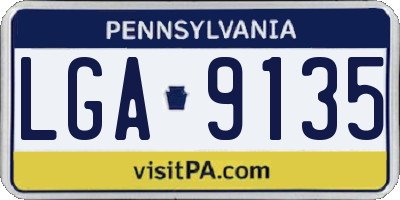 PA license plate LGA9135
