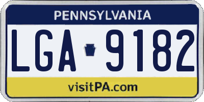 PA license plate LGA9182