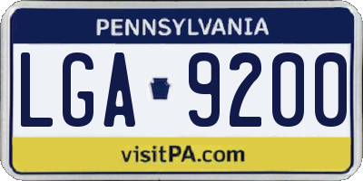 PA license plate LGA9200