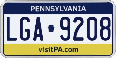 PA license plate LGA9208