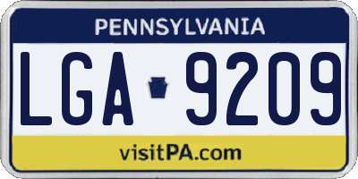 PA license plate LGA9209