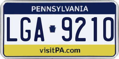 PA license plate LGA9210
