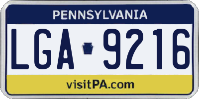 PA license plate LGA9216
