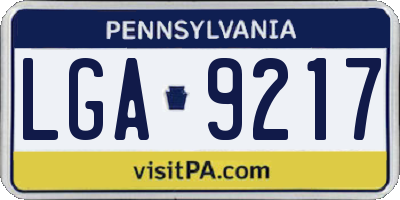 PA license plate LGA9217