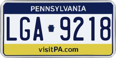 PA license plate LGA9218