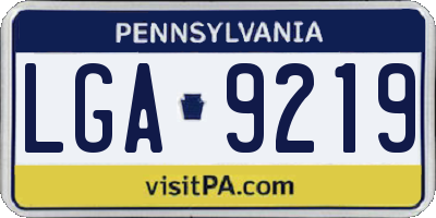 PA license plate LGA9219