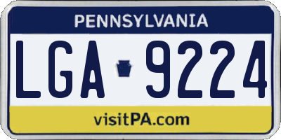 PA license plate LGA9224