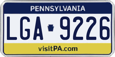 PA license plate LGA9226