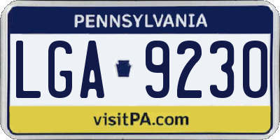 PA license plate LGA9230