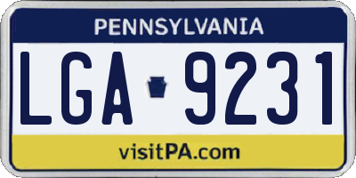 PA license plate LGA9231