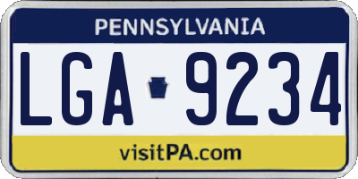 PA license plate LGA9234