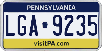 PA license plate LGA9235