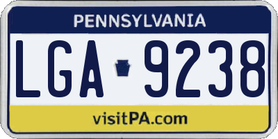 PA license plate LGA9238