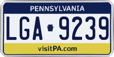 PA license plate LGA9239