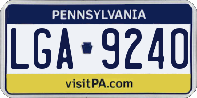 PA license plate LGA9240