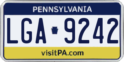 PA license plate LGA9242