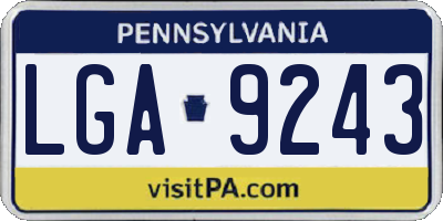 PA license plate LGA9243